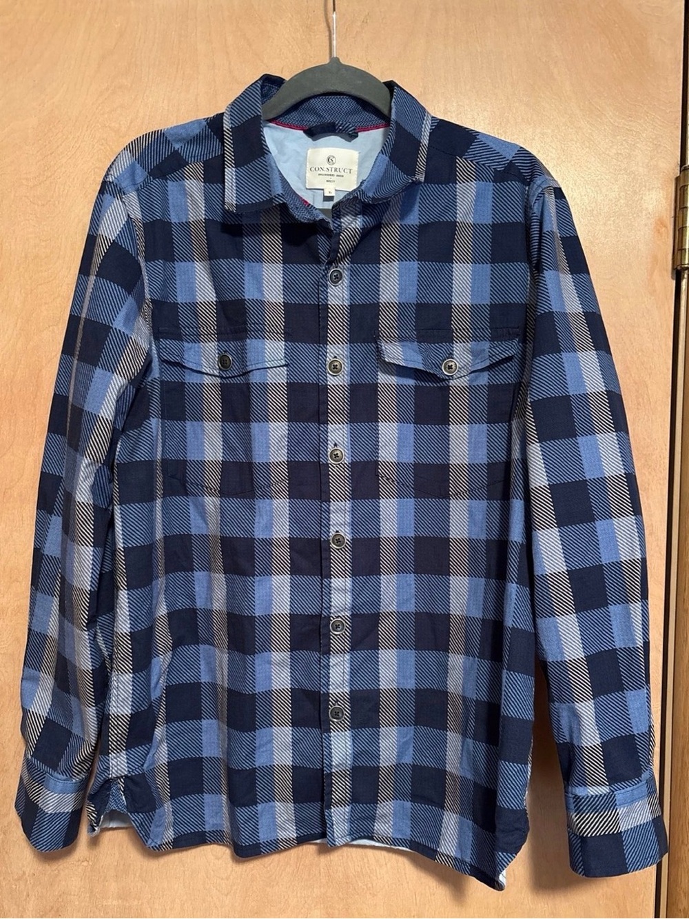 CON.STRUCT Men’s Large Blue Plaid Long Sleeve Button Down Shacket